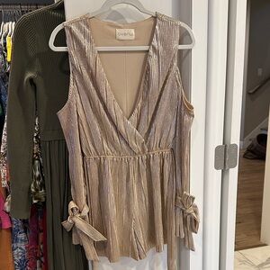 Avenue Gold Metallic Sleeveless Jumpsuit